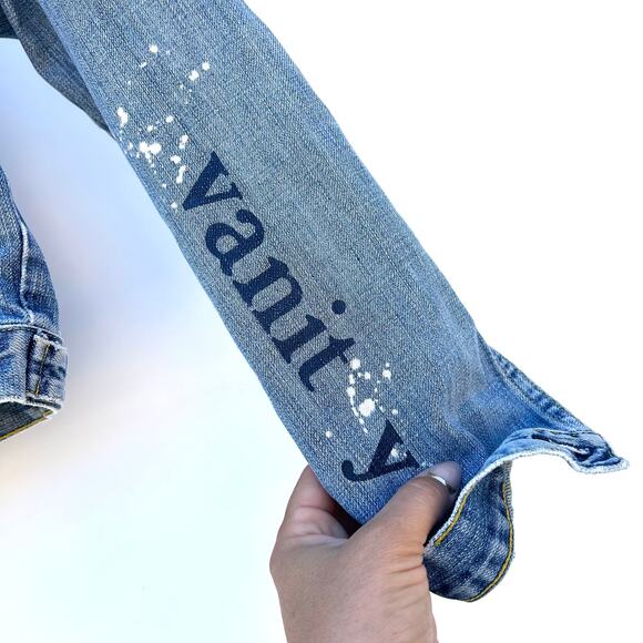 Vintage Y2K Paper Denim & Cloth Jean Jacket Distressed Denim Vanity Small - Picture 5 of 9